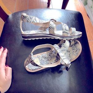 Louise et Cie Snake-Print Neutral Strappy Sandals